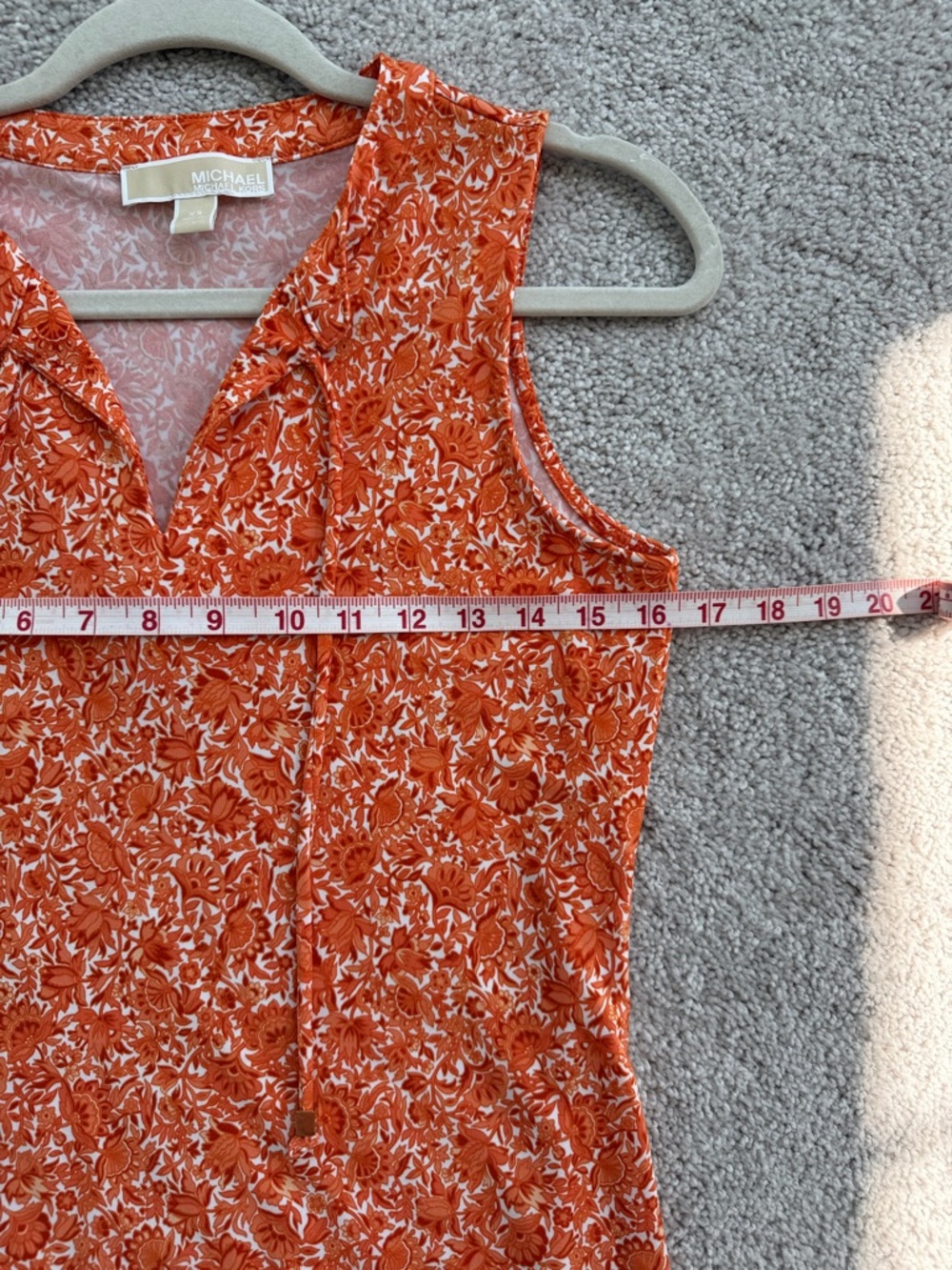 Michael Kors Orange Floral Ruffle-Hem Sleeveless Dress size XS - Picture 4 of 6